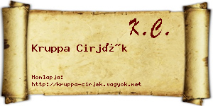 Kruppa Cirjék névjegykártya